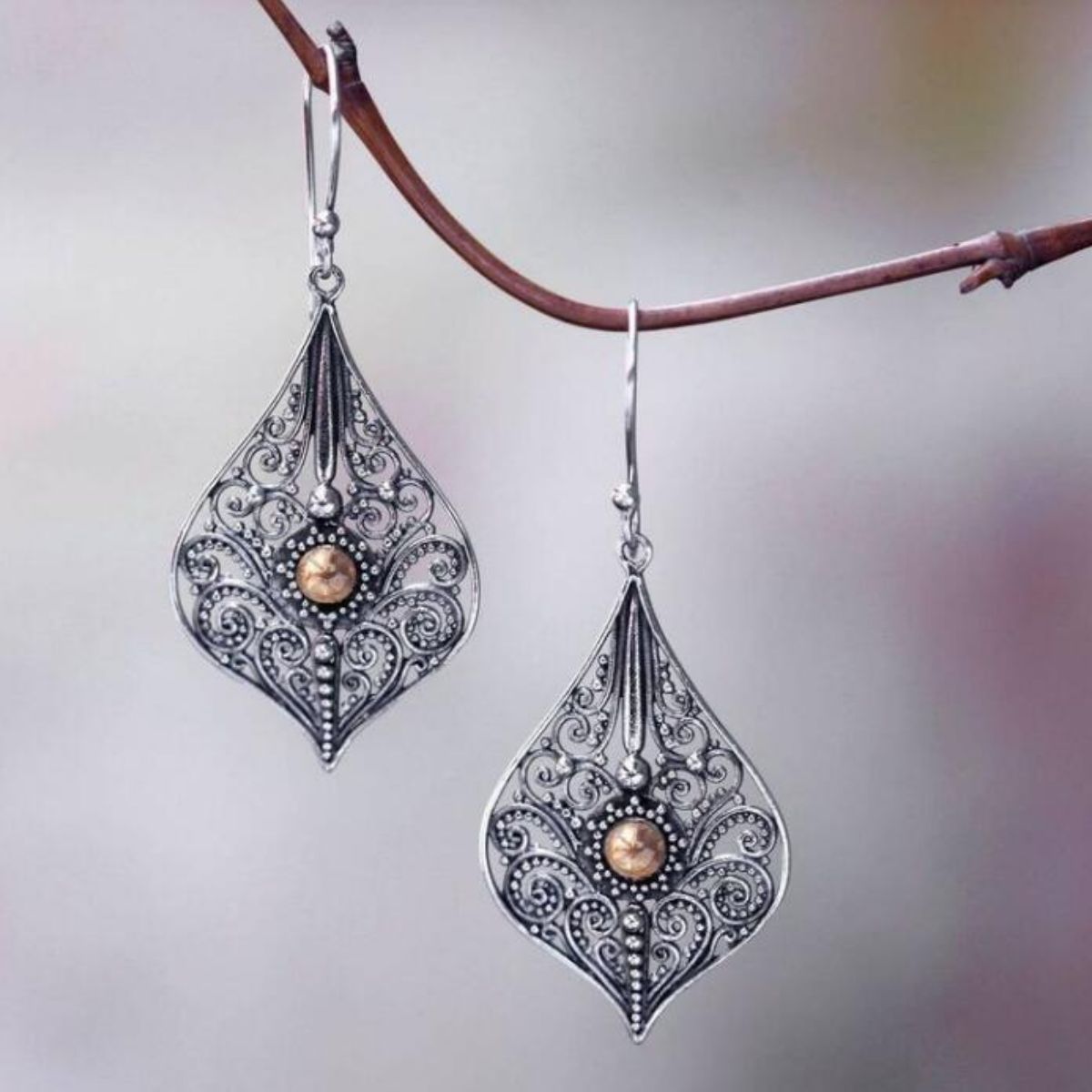Silver-Plated Cutout Dangle Earrings