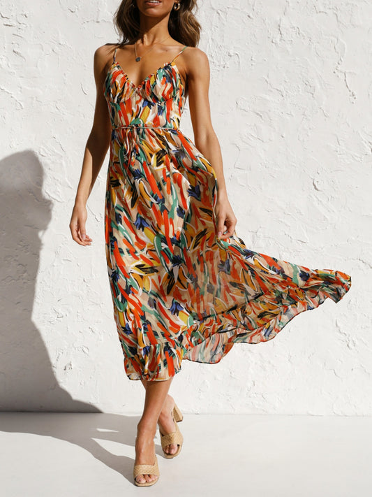 Colorful Cami Midi Dress, Summer Midi Dress, Camisole Sundress