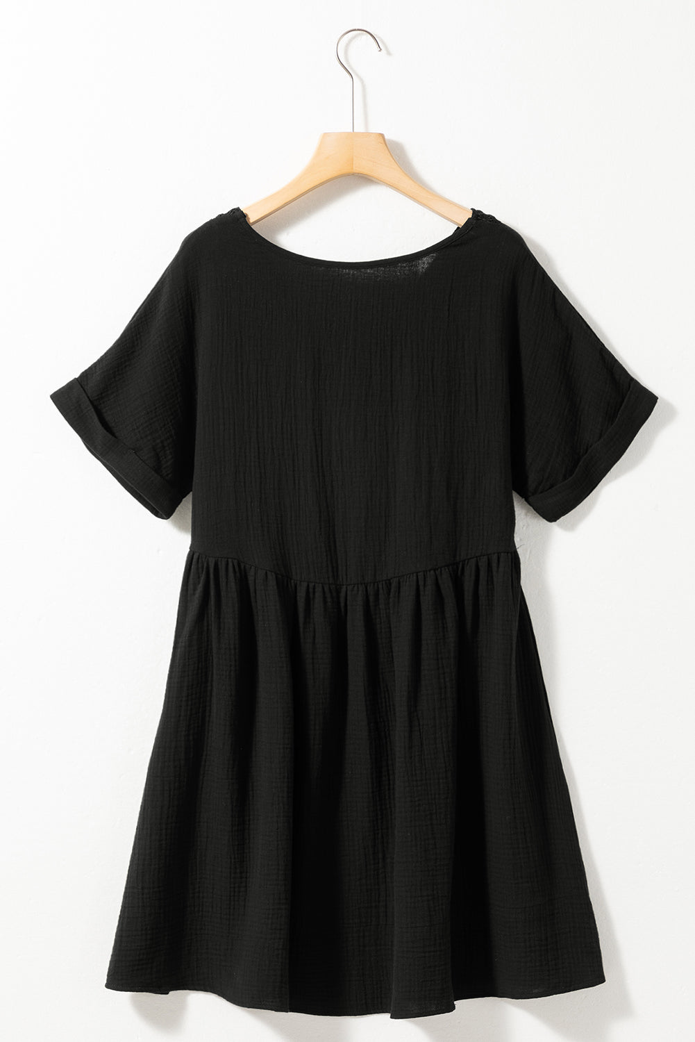 Beige Mini Boho Dress with Sleeves | Lace Empire Waist Mini Dress