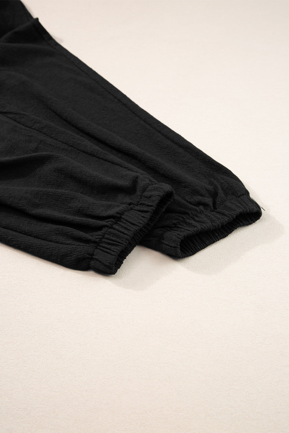 Black Shirred High Waist V Neck Sleeveless Jumpsuit-ECB