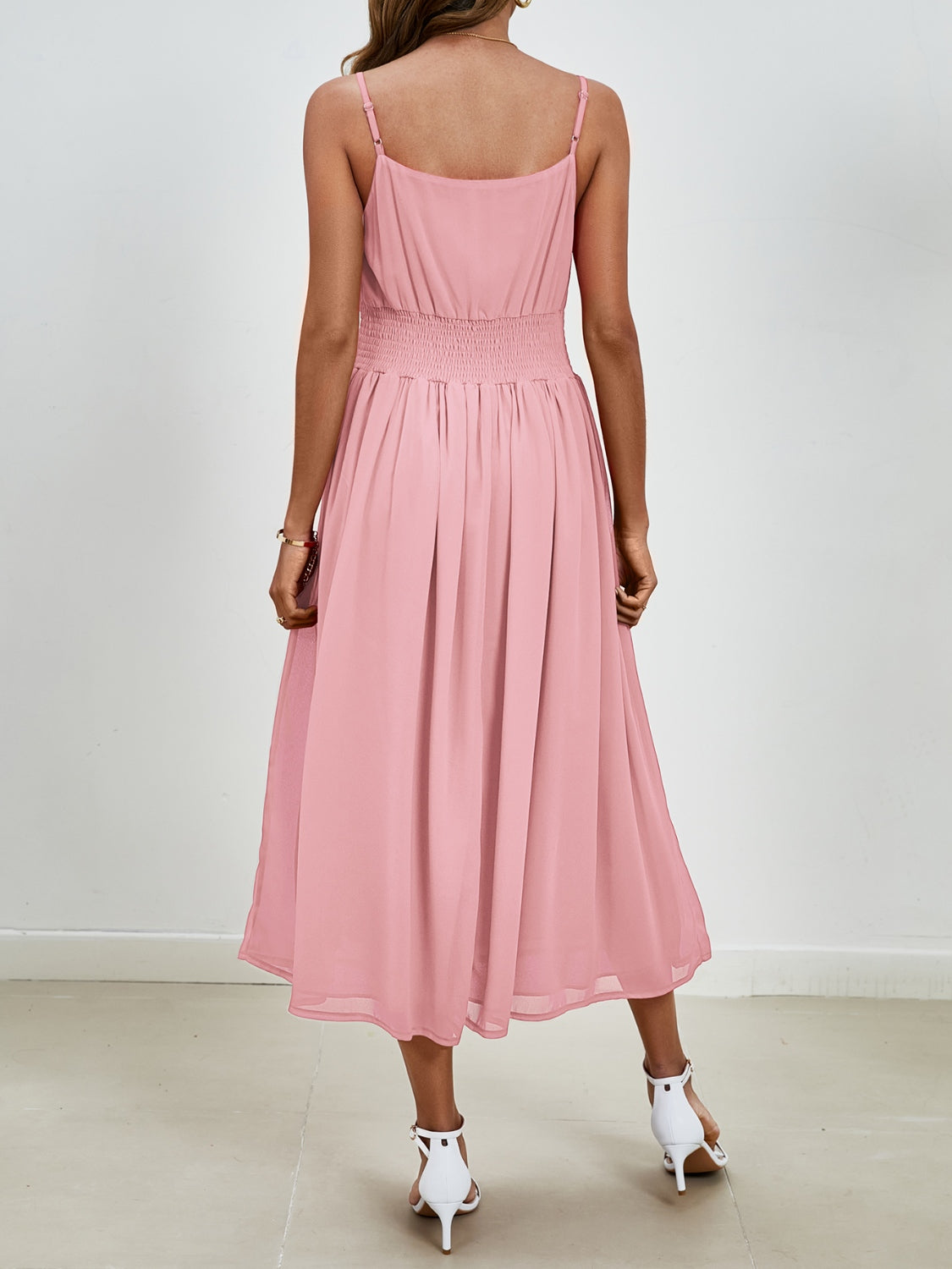 Blush Pink Midi Cami Dress | Smocked Waist Cami Sundress | Summer Dress for Women