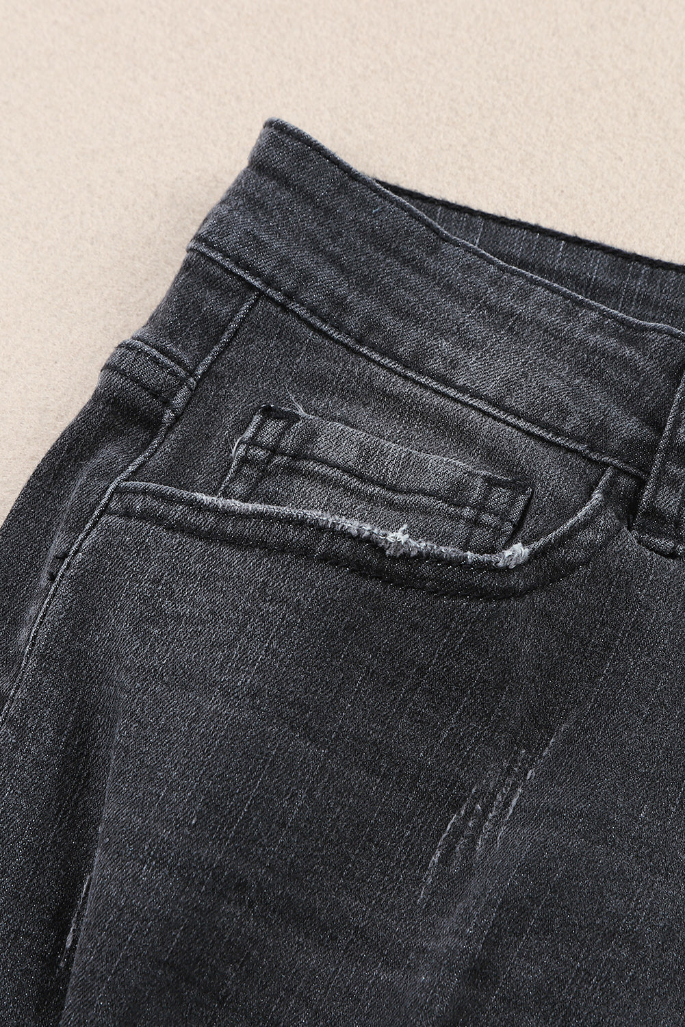Dark Blue Casual Ripped Rolled Hem Denim Shorts-ECB