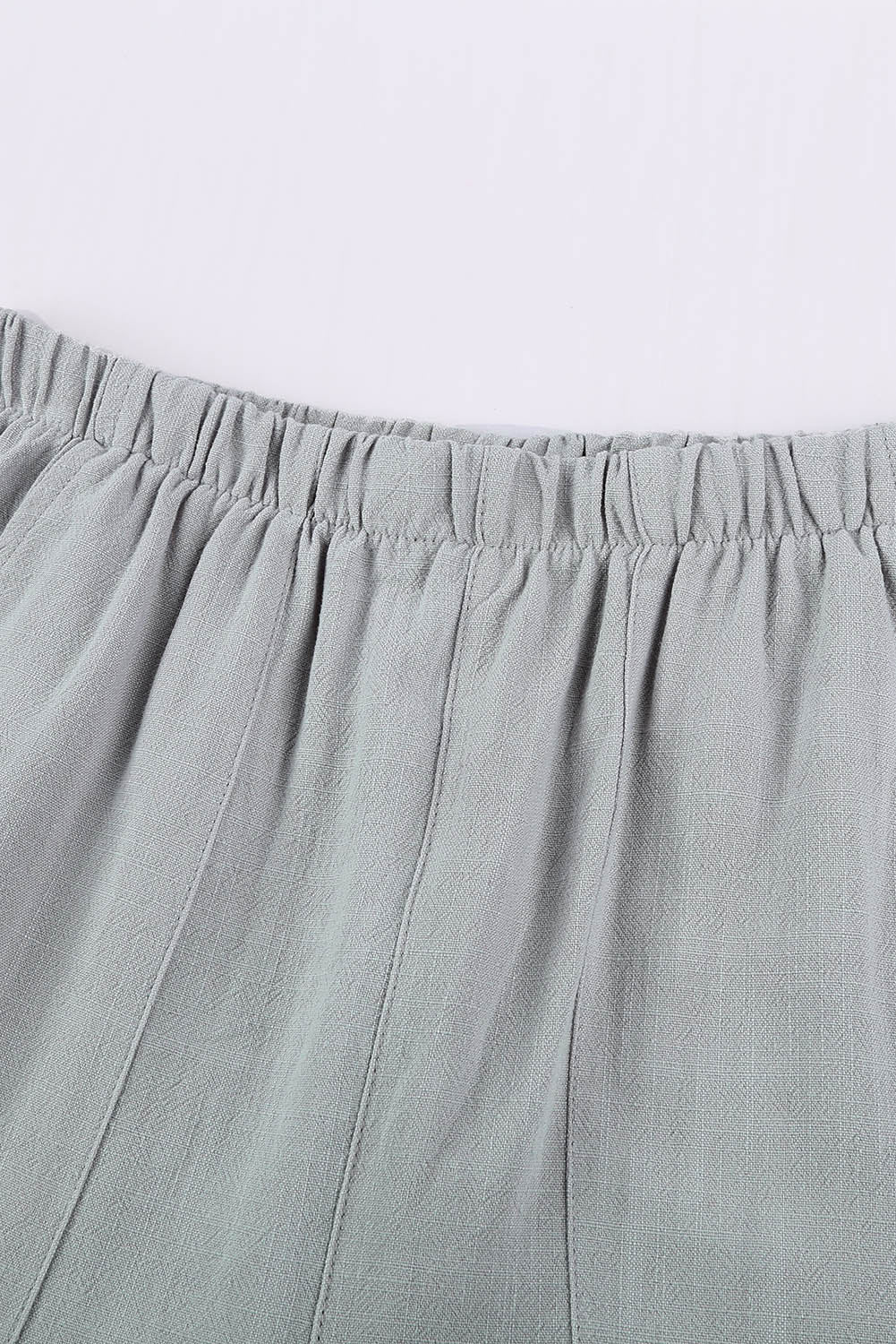 Khaki Casual Pocketed Ruffle High Waist Shorts