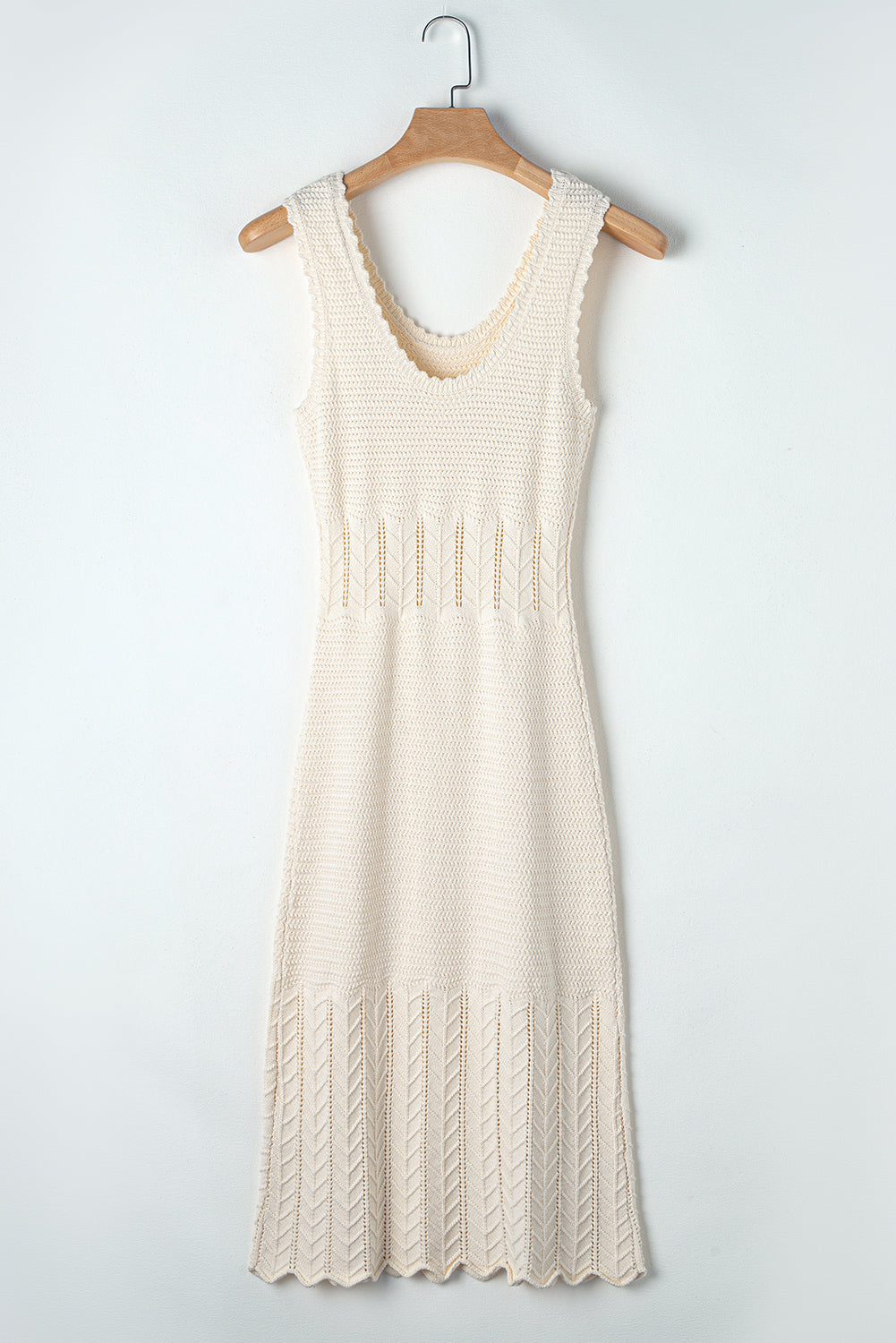 Beige Knit Midi Dress | Boho Midi Dress Sleeveless