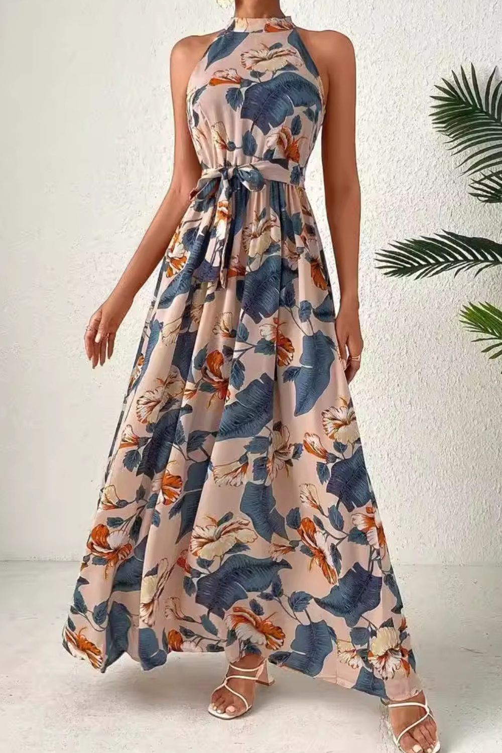 Sleeveless Floral Maxi Dress | Long Boho Maxi Dress | Long Dress with Side Slit
