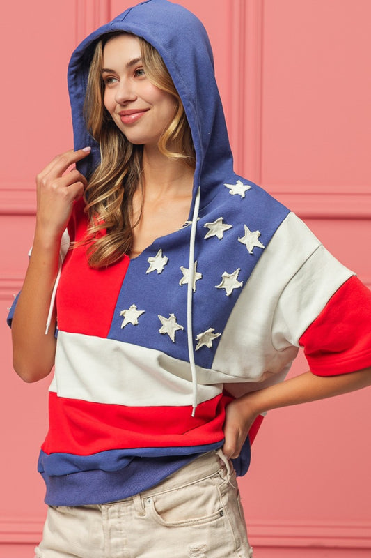 BiBi American Flag Theme Hoodie, Graphic Hoodie Women