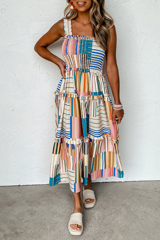 Smocked Maxi Dress | Multicolor Sleeveless Maxi Dress