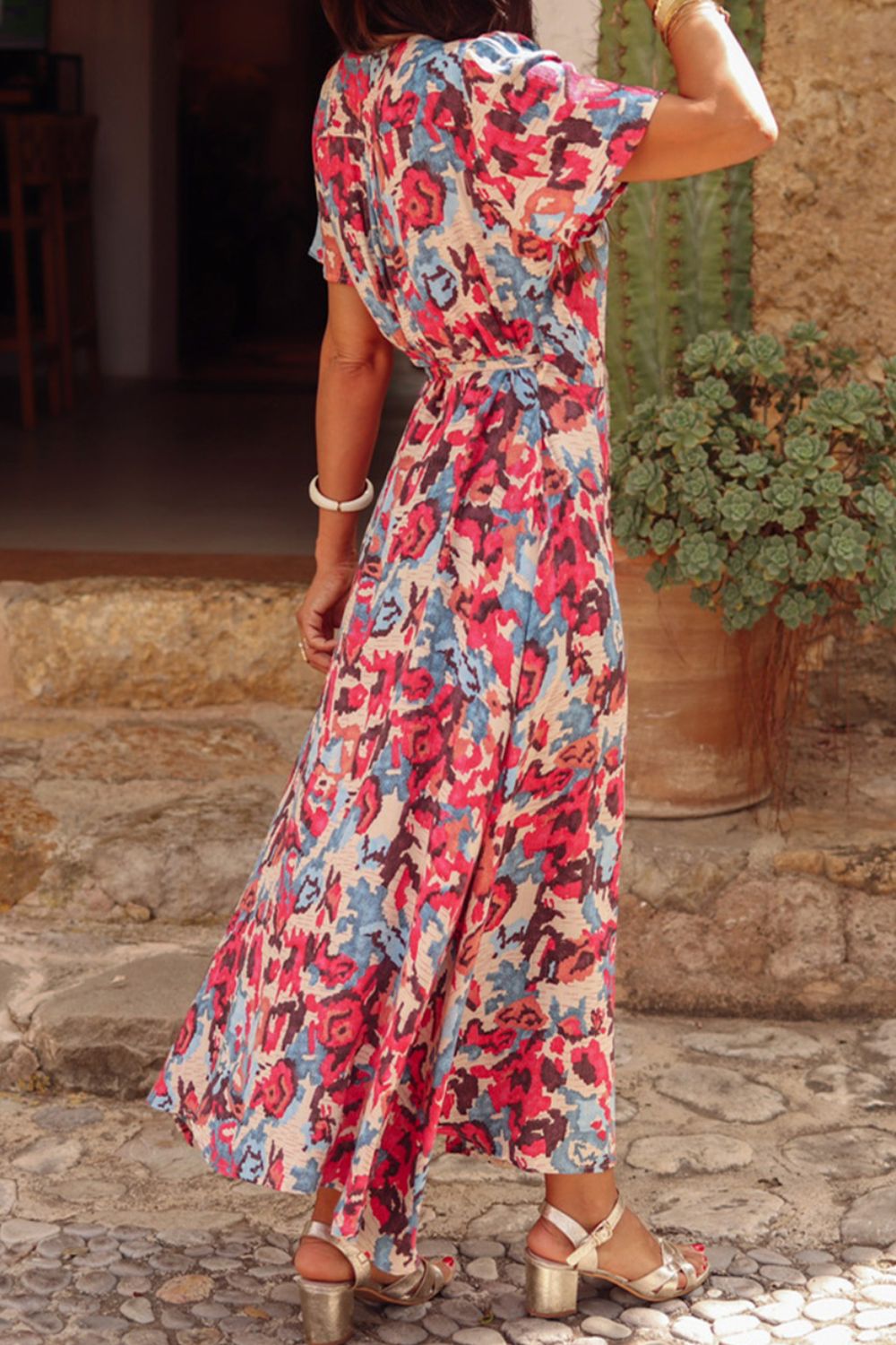 Summer Midi Dress | Floral Print Boho Maxi Dress | Midi Dress with Side Slit