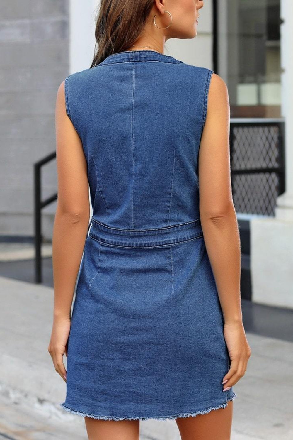 Denim Button Up Sleeveless Dress | Denim Shirt Dress Women | Blue Jean Dress
