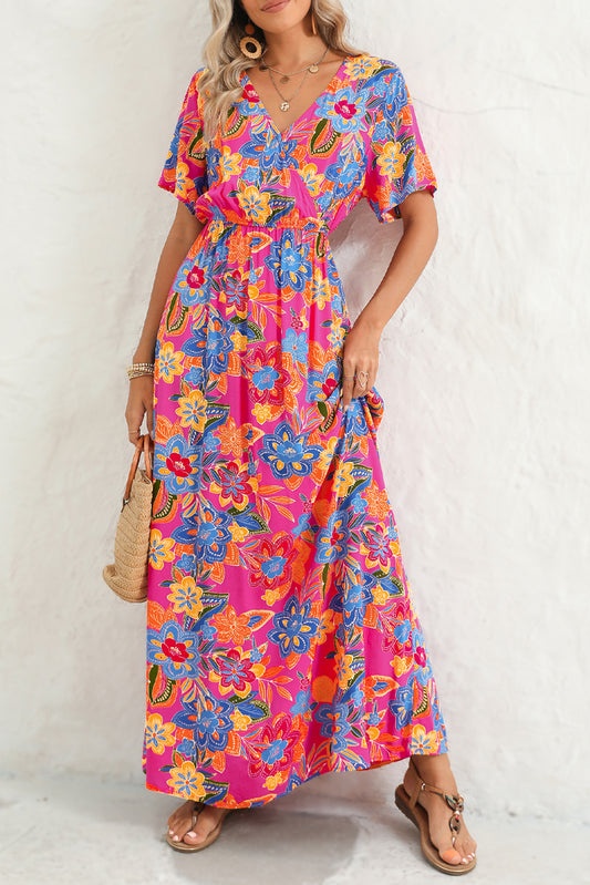 Maxi Wrap Dress, Floral Maxi Dress with Sleeves