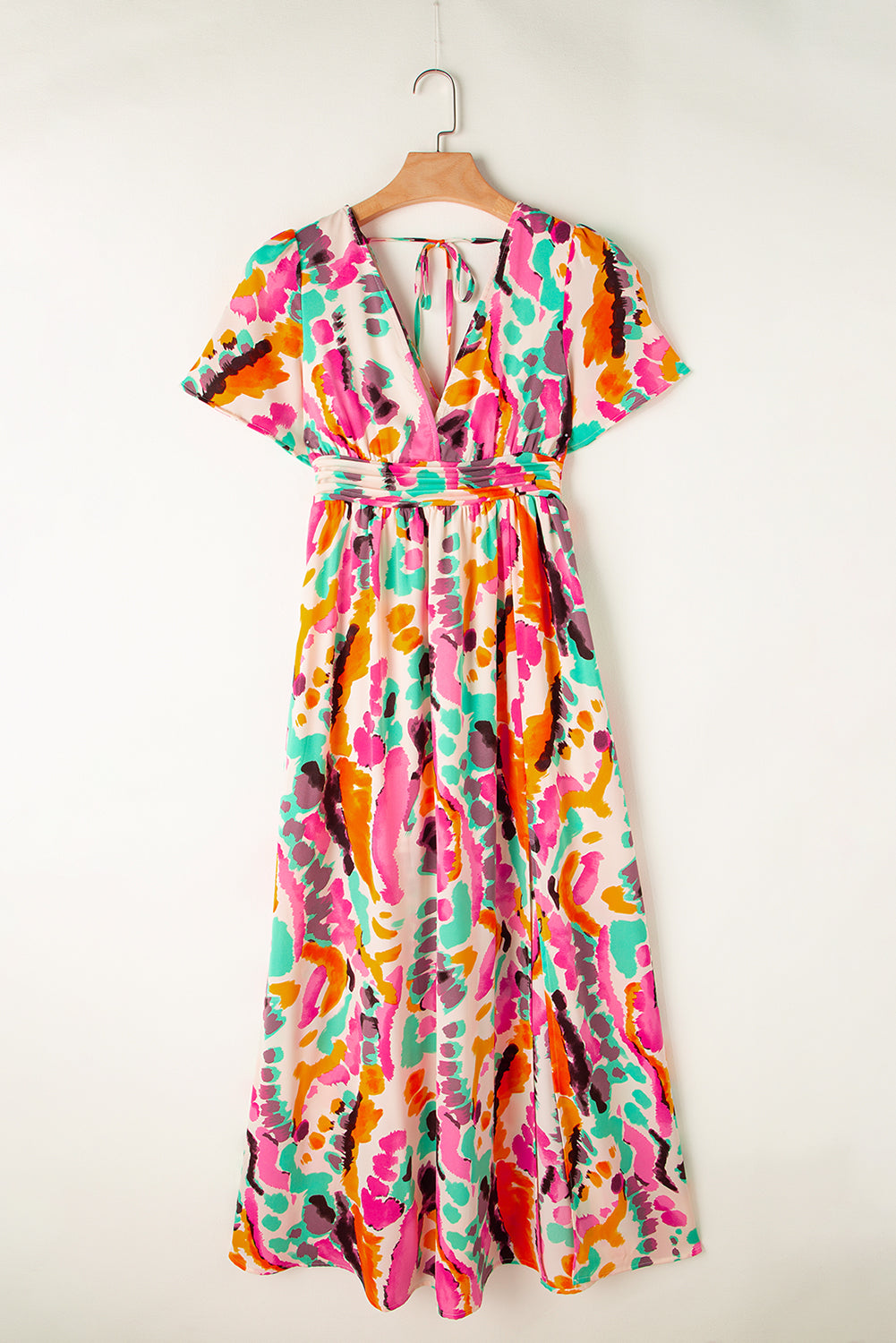 Tie Dye Maxi Dress | Long Pink Maxi Dress with Sleeves